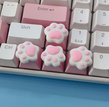 Cute Pink and White Kittypaw Artisan Keycap for OEM Mechanical Keyboard