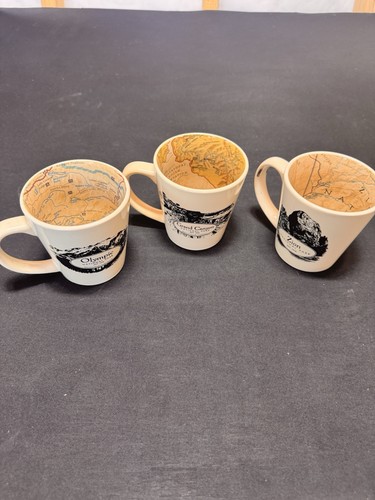 National Parks Map Mugs Set of 3 Olympic Grand Canyon Zion Park Design