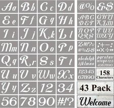 Large Letter Stencils for Painting on Wood - 43 Pack Alphabet Letter Number