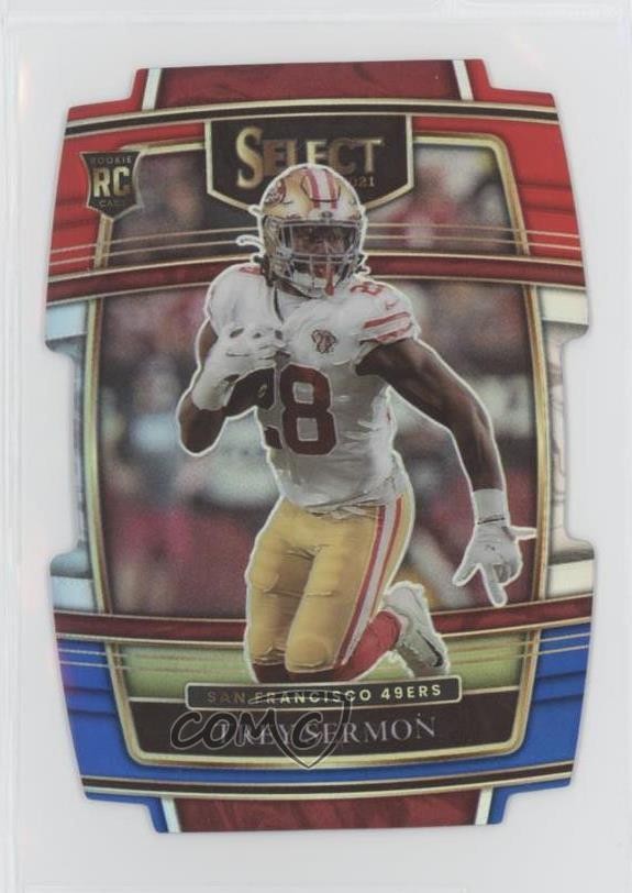 2021 Panini Select Concourse Red & Blue Prizm Die-Cut Trey Sermon #68 Rookie RC