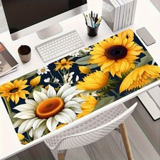 40 90cm 1 large non-slip gaming office mouse pad, sunflower and daisy design, wa