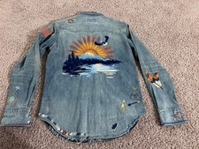 Polo Ralph Lauren distressed vintage western cowboy camp EAGLE sunrise shirt S
