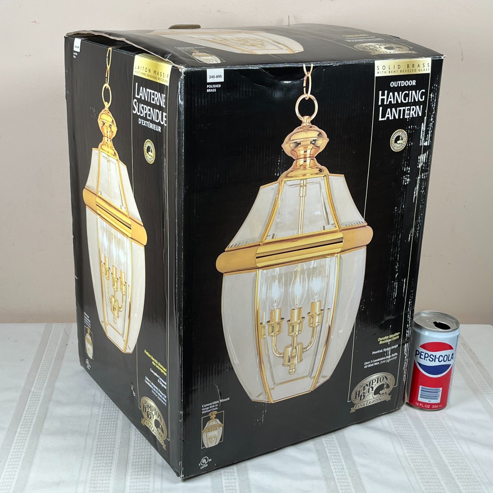 Hampton Bay Outdoor Hanging 3 Lights Polished Brass New In B