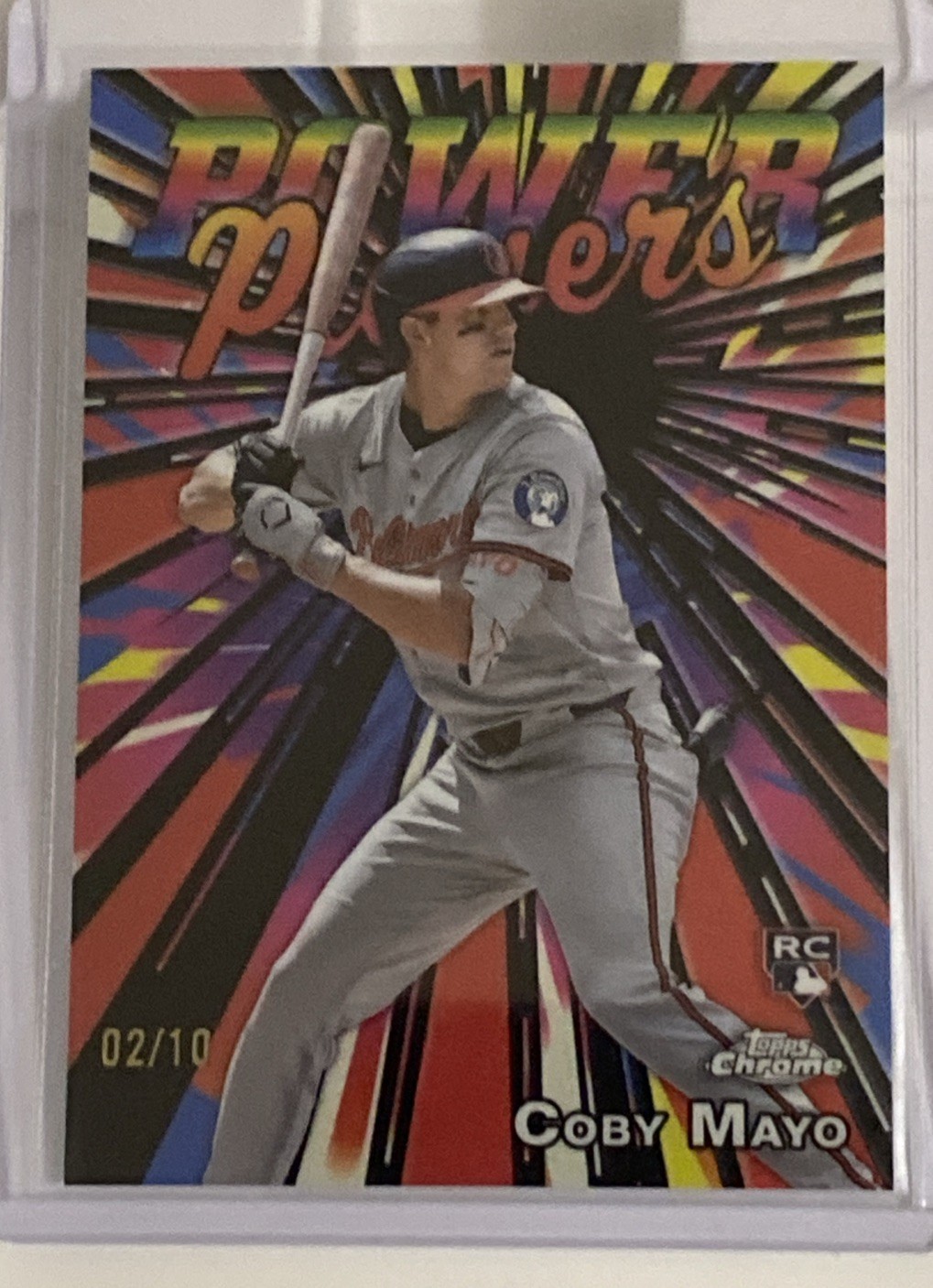 2025 Topps Chrome Baseball Coby Mayo RC Power Players Black 2/10 Orioles