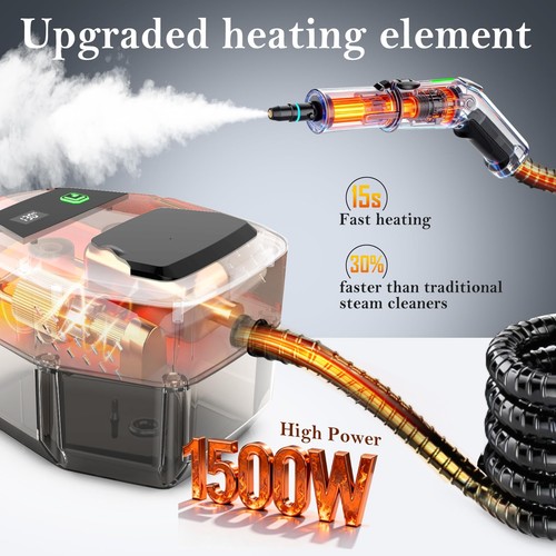 Steam Cleaner, 3-Level Adjustable Handle, 15s Heat-Up, Steamer Medium, Black  - Bild 2 von 7