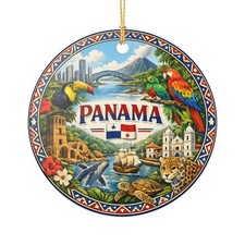 Panama Ornament  Ceramic Travel Decoration