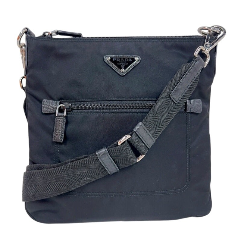PRADA Black Nylon Shoulder Bag with Silver Hardware Style 3039