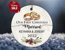 Our First christmas Married Personalized Ornament Newlyweds new couple custom...