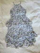 🦋 Banana Republic White Floral Dress 0/XS Tiered Ruffle Spaghetti Strap Sleevel