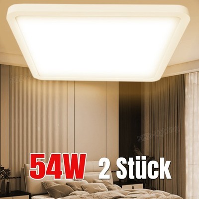 2x 54W LED Deckenlampe Panel Deckenleuchte Schlafzimmer Bad Wohnzimmer Warmweiß