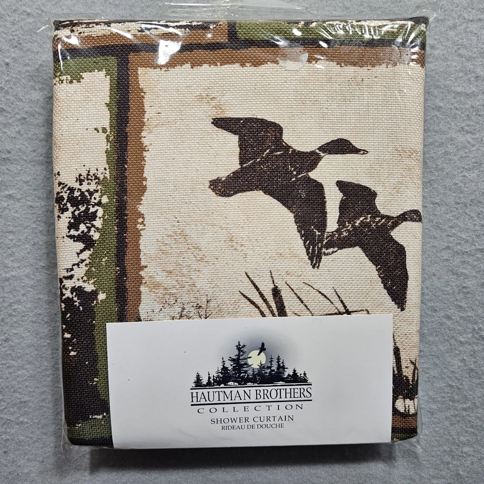 Cortina de ducha de cabina rústica 72x72 ciervo oso patos caza al aire libre vida silvestre Foto 2 de 4