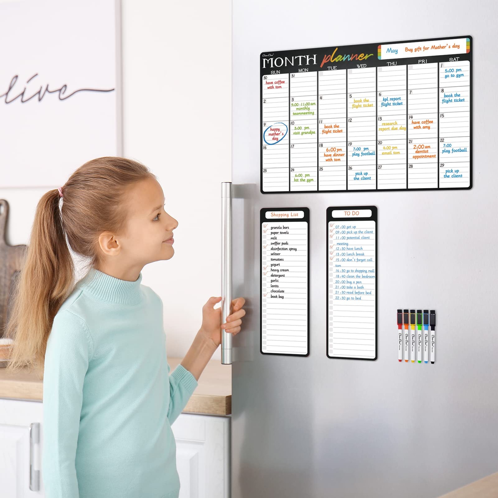 Magnetic Dry Erase Monthly Calendar - 17"x12" Monthly Calendar for Fridge - 4...