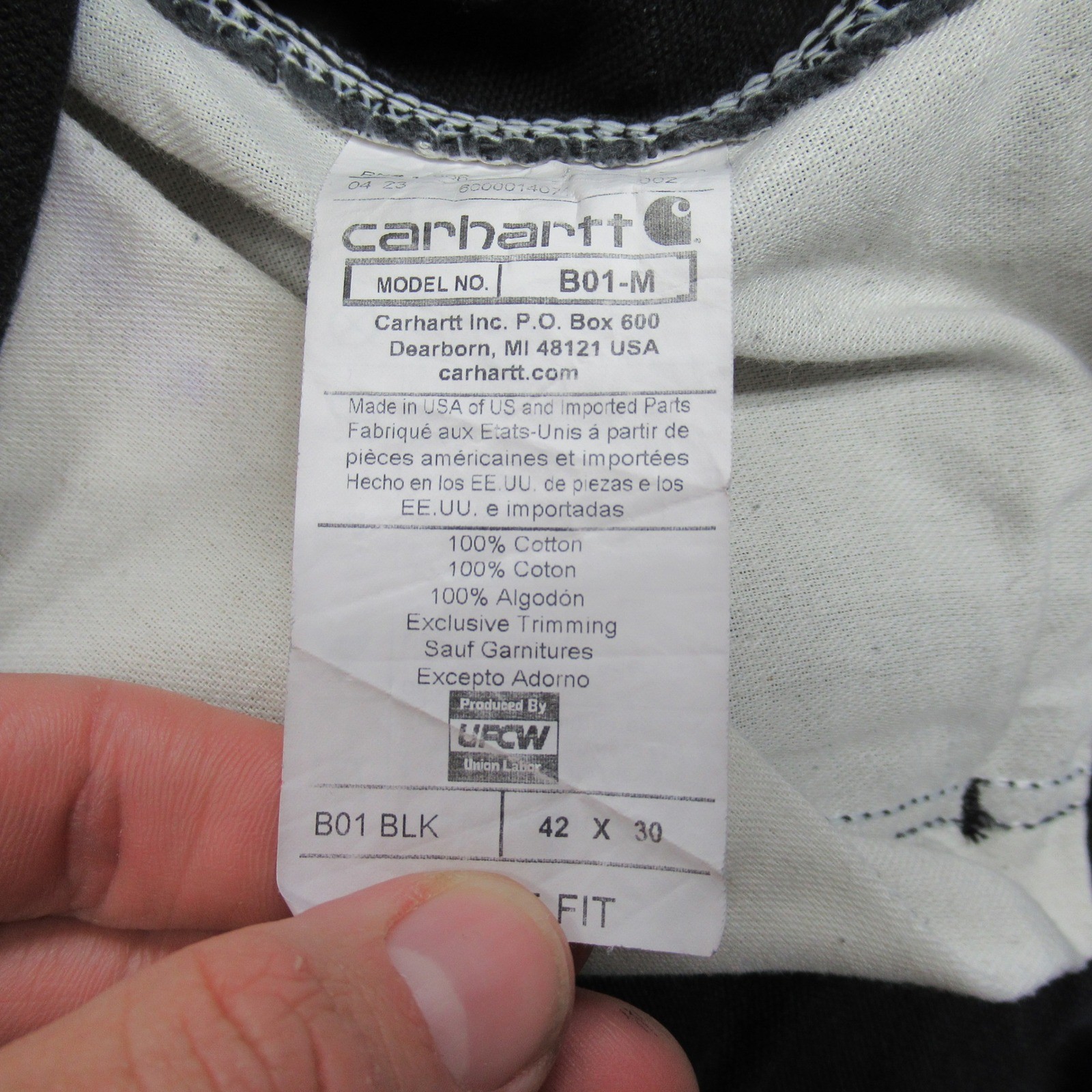 Carhartt Work Pants Mens 40x30 Black Firm Duck Double Knee Dungaree VTG USA thumbnail 4