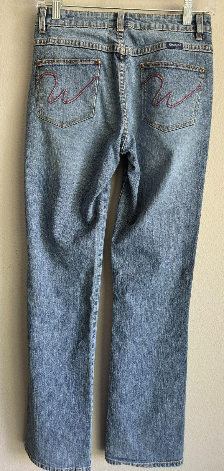 Wrangler Retro Girls Bootcut Jeans Blue Solid Denim Stretch Pockets Size 1/2 x34 image 8