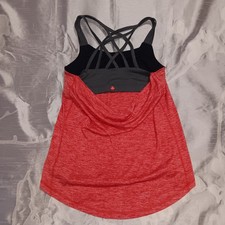 prAna Built-In Bra Strappy Back Heathered Tank Scoop Neck Yoga Womens S