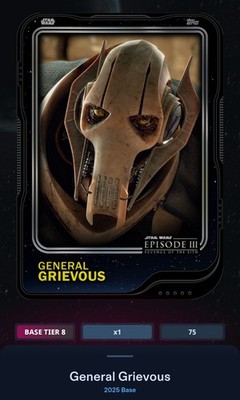 Star Wars Card Trader 2025 Series 3 Tier 8 Base Black 75cc - General Grievous