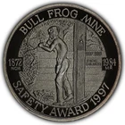 1997 NCM MR Bull Frog Mine NV Safety Award 1 oz .999 Silver Round with Nugget