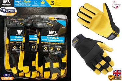 Wells Lamont HydraHyde Leder Arbeit strapazierfähig verstellbar Handgelenk Handschuhe 3er Pack