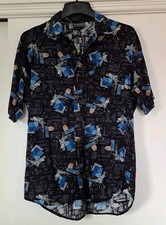 Triumph Of California VTG Shirt Mens Med Black Short Sleeve Button-Up Abstract