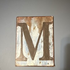 Hobby Lobby Distressed Metal Letter M Wall Sign, Brown White, Hanging Decor