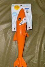 Orange Shark Fish Toy Water Gliding Torpedo Fun Swim Pool 30’ Travel NIB Play Go
