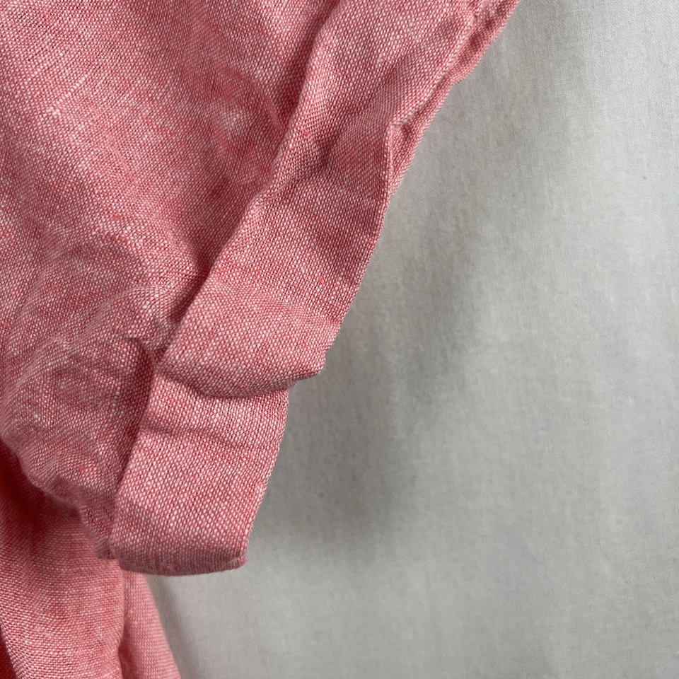 Tahari Linen Flax Shirt Dress Womens XL Button Up Shift Short Sleeve Pink Beach - Image 2 of 4