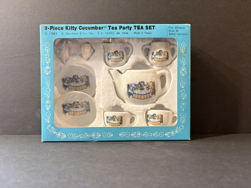 Kitty Cucumber Toy Tea set for two 1984, Ceramic 
