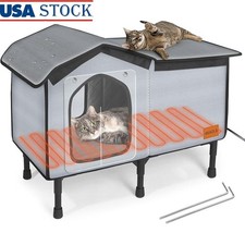Outdoor Cat House Heated for Outside Winter Waterproof with Safe Escape Door