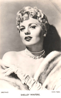 SHELLEY WINTERS "greetings" HOLLYWOOD star PIN UP/GLAMOUR 1950s photocard