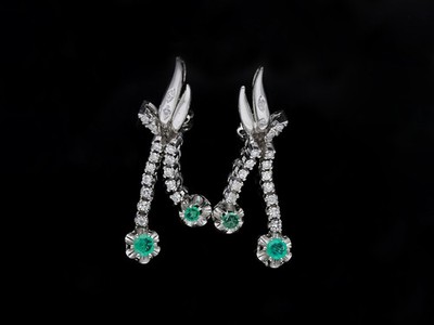 Ohrstecker Diamanten Smaragde 585 Gold 14 Karat Wert: 7.000,- EUR Deta Schmuck