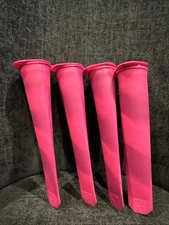 Set of 4 Pink/Purple Striped Silicone Popsicle Molds - 8” Long, Reusable!