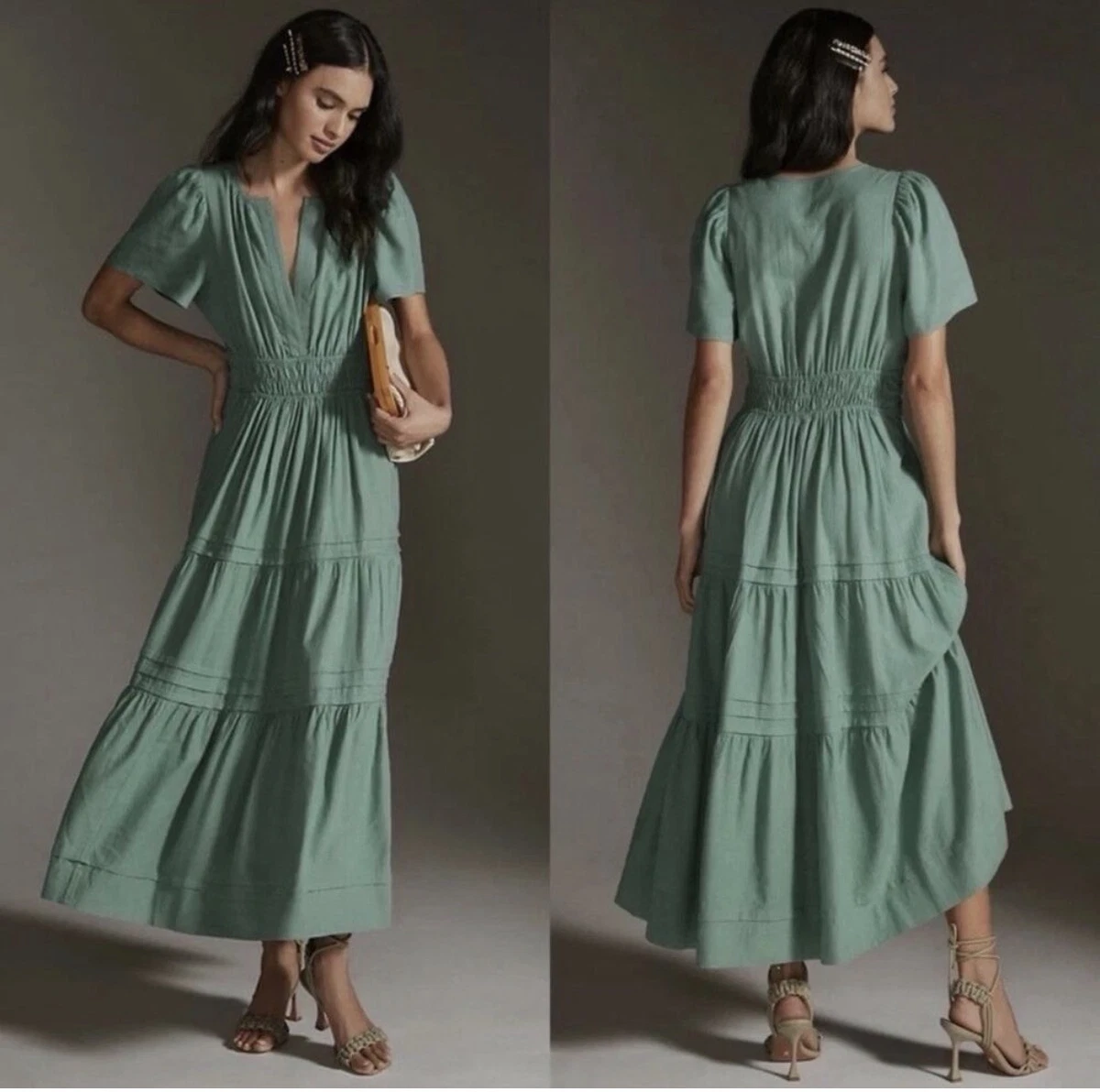 farm rio x anthropologie scalloped halter linen blend dress Dresses for Women for sale 1930s inspired slip