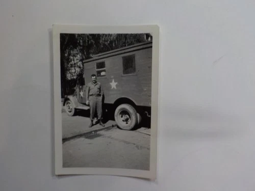WW2 Photo Soldier Military Truck World War Two Frankfurt Germany VTG WW II WWII
