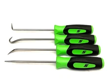 Snap On Tools NEW SGASA204CG 4pc Mini Green Soft Grip Awl Hook Pick Set USA
