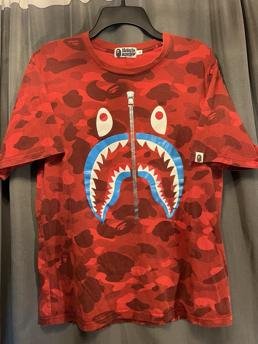 Bape Shark Tee A Bathing Ape Red Shirt Menswear Bape Shark Long