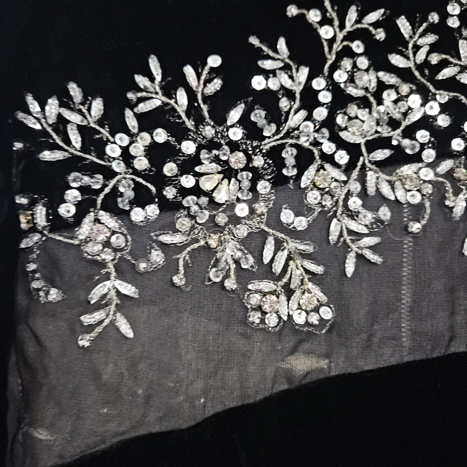 复古 20 世纪 50 年代凯茨第一大道丹佛黑色天鹅绒水钻礼服精品 — 第 3/4 张图片