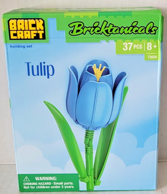 Bricktanicals BLUE TULIP Brick Craft Block Building Set 37 Pieces