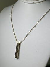 Solid 14K Yellow Gold Vertical Bar Pendant Necklace, 18  