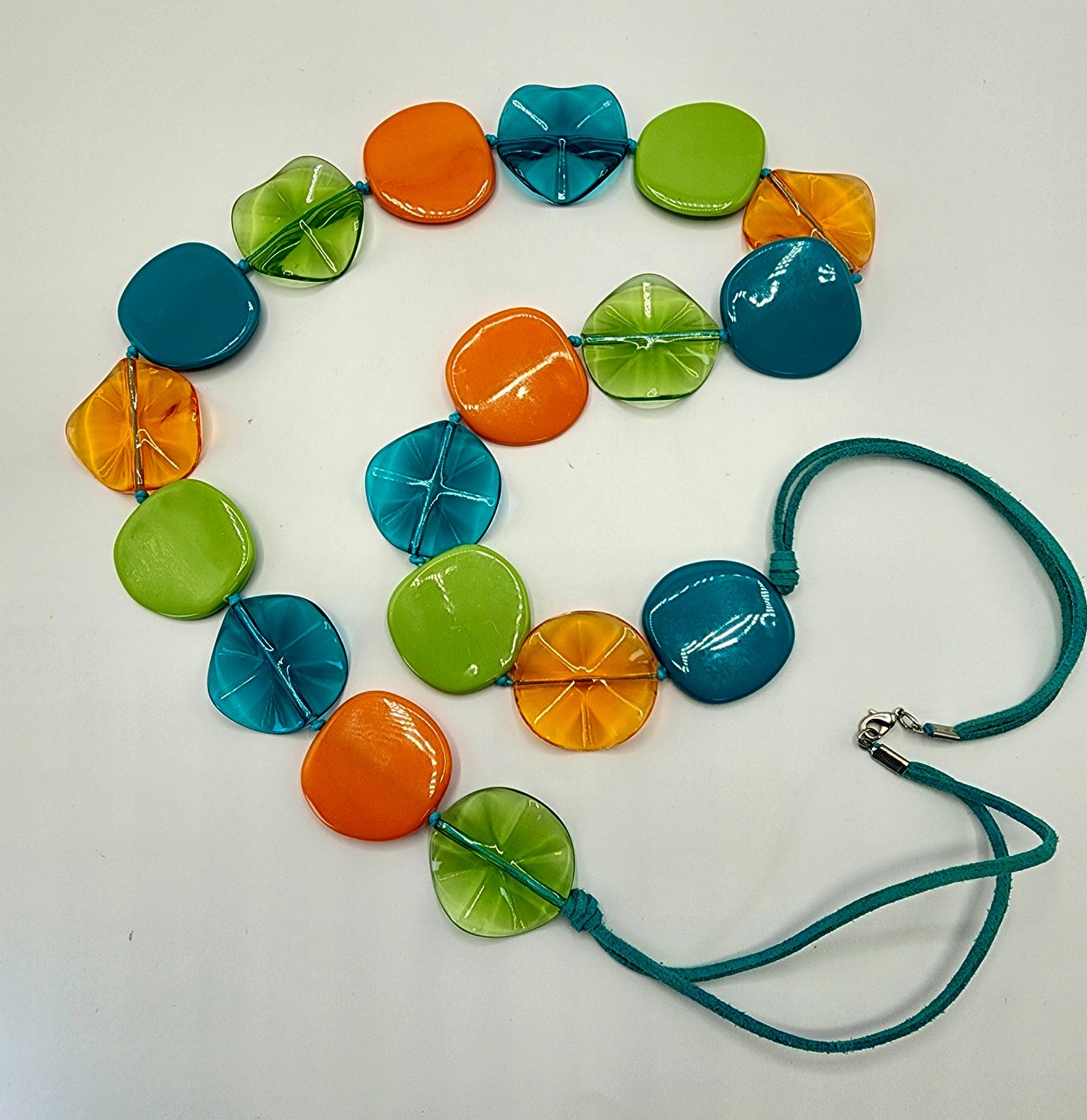 Large Statement Plastic Bead Necklace - Bold Trop… - image 3