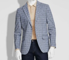 Tommy Hilfiger Men's Blue Modern-Fit Windowpane Sport Coat Jacket Size-42L