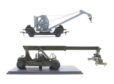 HORNBY/OXFORD ''OO'' MASSSTAB 2 VERSCHIEDENE KRANWAGEN/REICHWEITENSTAPLER FAHRZEUGE