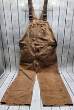 Carhartt Overalls Mens 40X30 Brown Duck Canvas Bib Double Knee Carpenter R06-211
