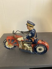 Marx Rookie Cop 1930's working cop on tin windup fast motorcycle 8 inch