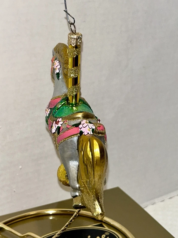 VTG Kurt Adler Polonaise Carousel Horse Blown Glass Christmas Ornament W Box - Image 4 of 4