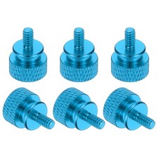 6 Pcs Computer Case Thumb Screw 6-32 x 7mm Knurled Screws, Light Blue