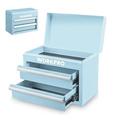 WORKPRO Metal Mini Tool Box, Top Chest Containing Two Macaron Blue 