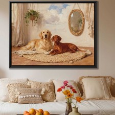 Golden Retriever Dog Artwork Oil Painting Canvas Print Living Room Decor Pet Art