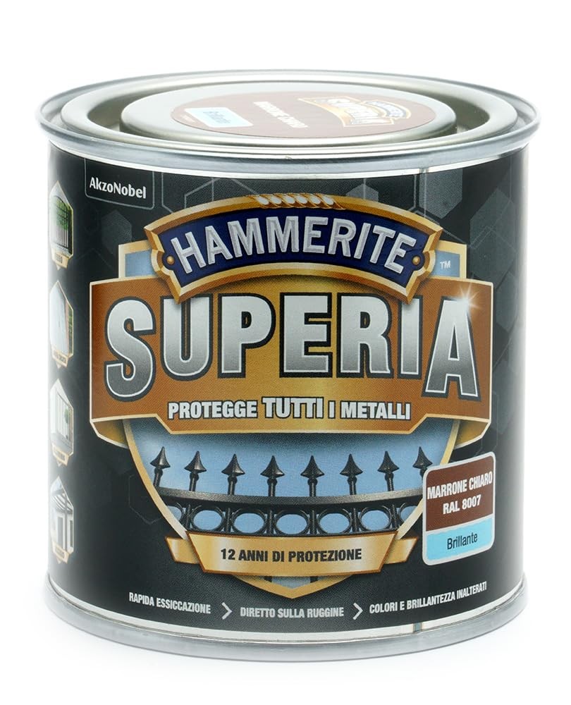 Hammerite Superia smalto metallo antiruggine interno e esterno, Brillante M IT8v