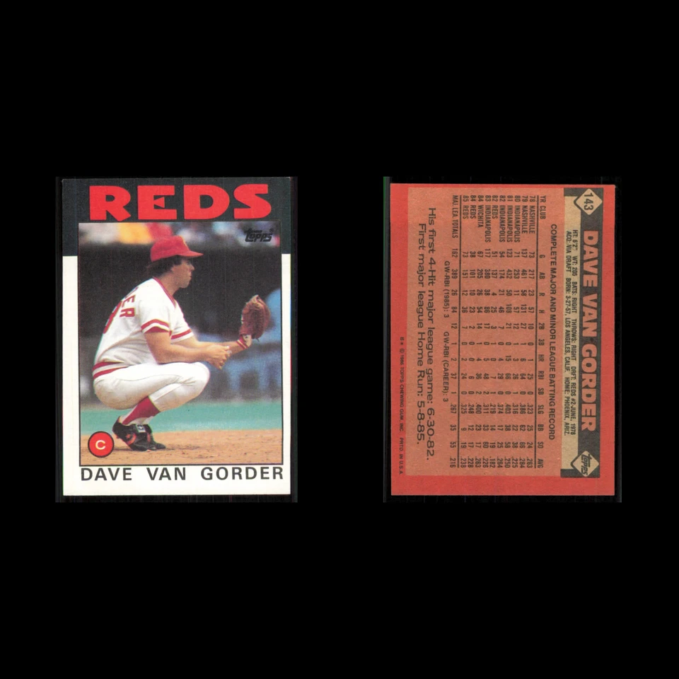 Dave Van Gorder #143 1986 Topps Cincinnati Reds Baseball Card MLB NM - Image 3 of 3