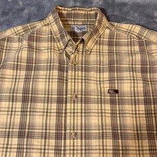 Carhartt Mens XL Short Sleeve Plaid Button Down Shirt Tan Brown Cotton Workwear